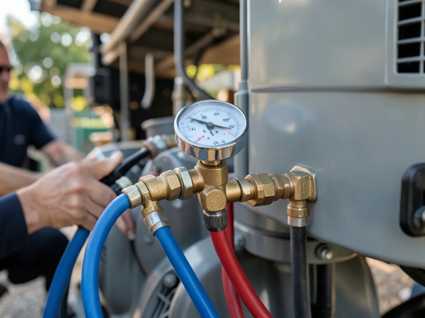 Refrigerant pressure testing on Raleigh AC