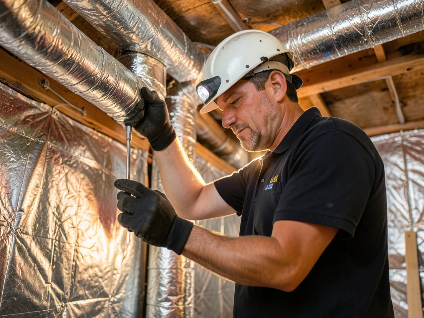 Crawlspace duct inspection under ranch home